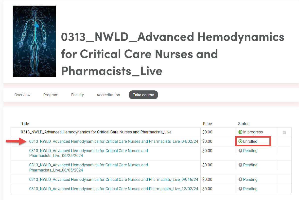 screenshot on how to enroll