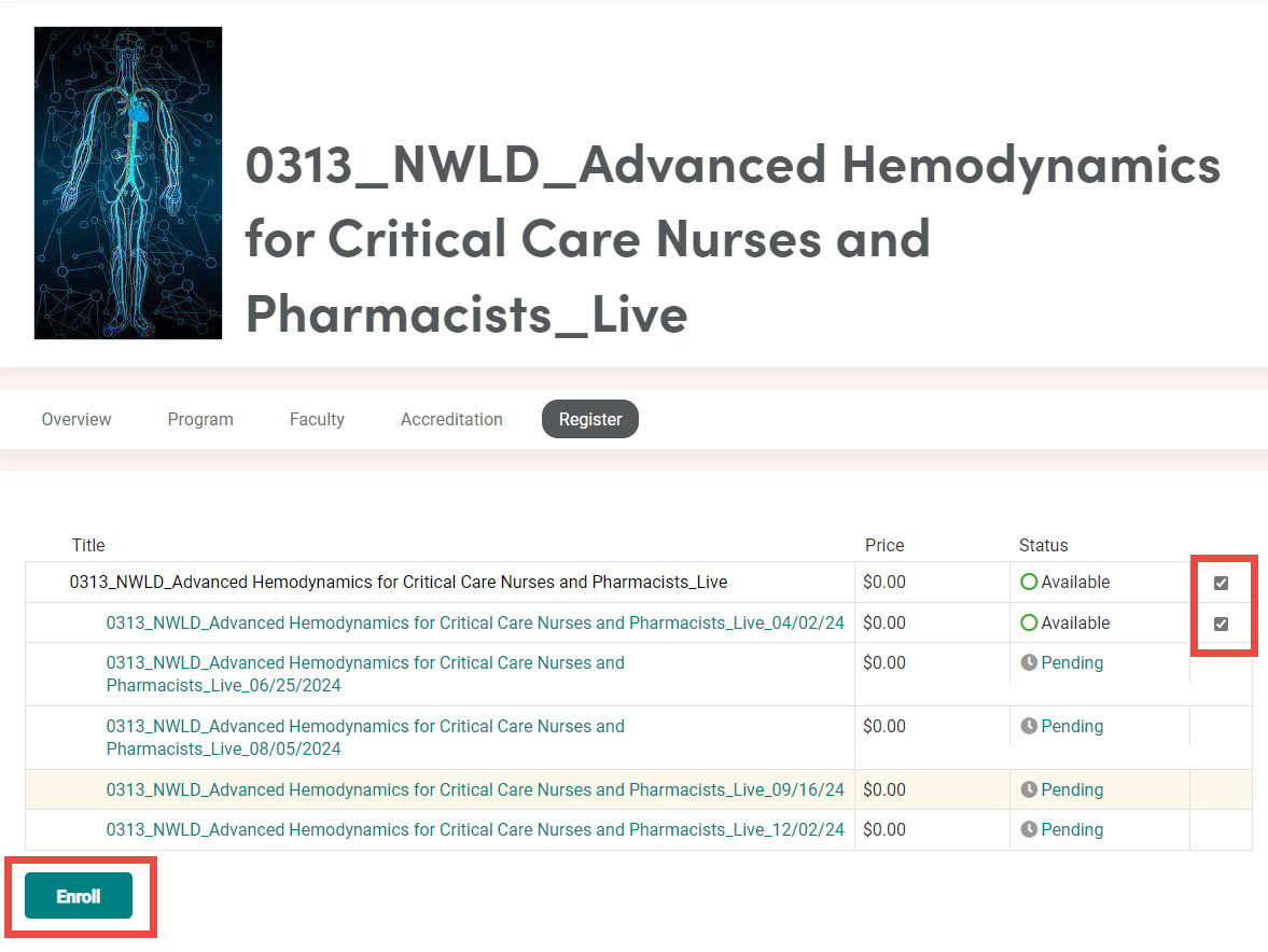 screenshot on how to enroll