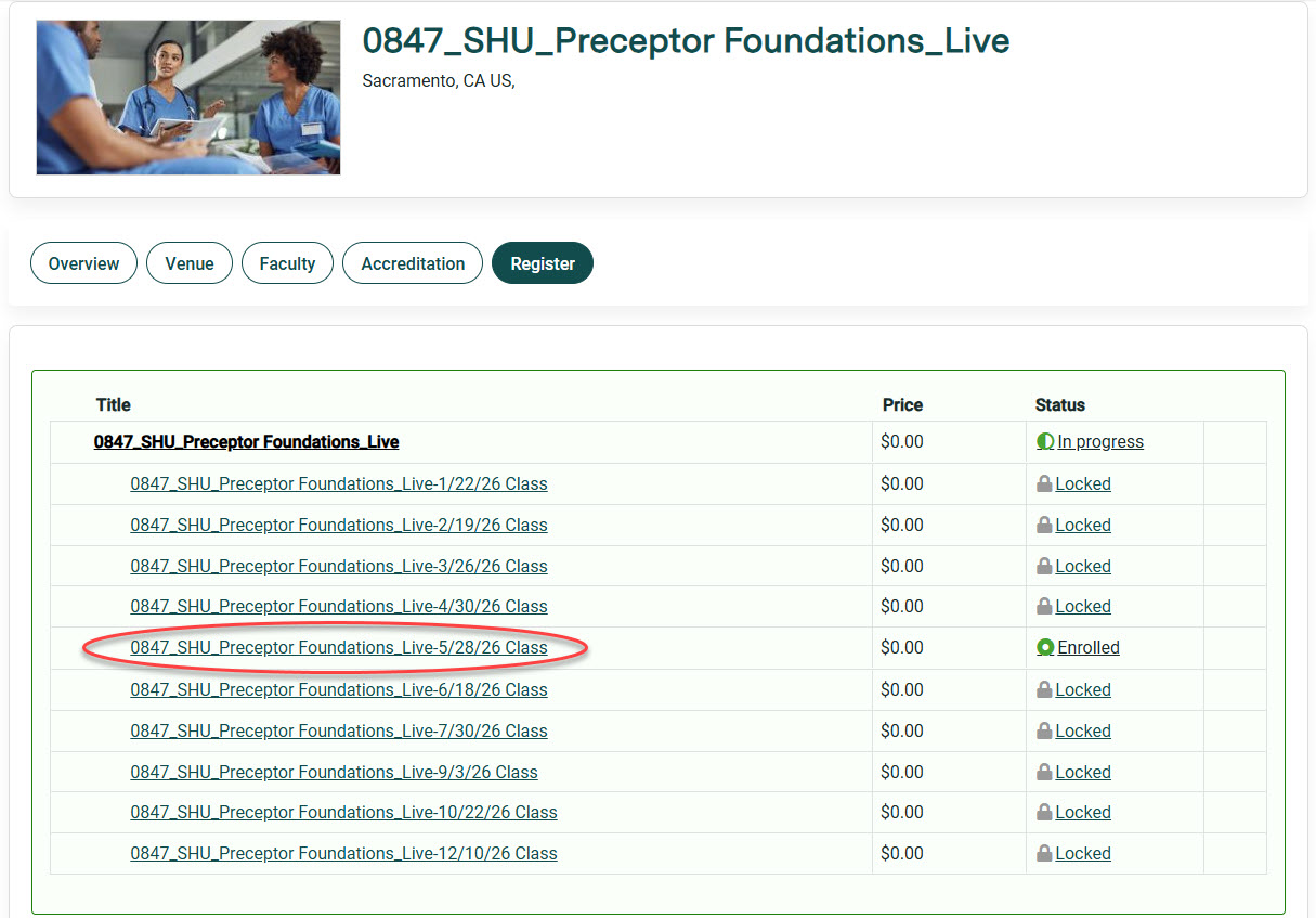 Preceptor Foundations Enrollment Instructions (screenshot #2)
