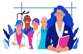 Multicolored Stock Image of Animated Healthcare Professionals Multicolored Stock Image of Animated Healthcare Professionals