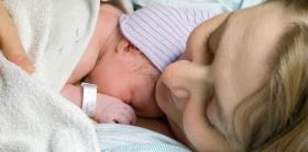 Close up image of mother and newborn baby