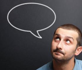 Picture of a man with an empty voice bubble