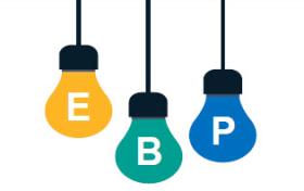 3 lightbulbs each with a letter spelling out EBP 3 lightbulbs each with a letter spelling out EBP