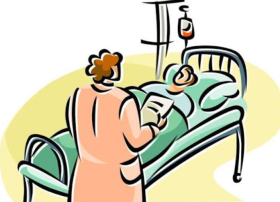 Patient lying down in bed