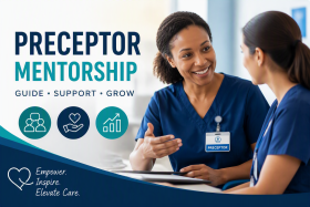 Summit Poster Illustrating a Preceptor Guiding Another (AI Generated)